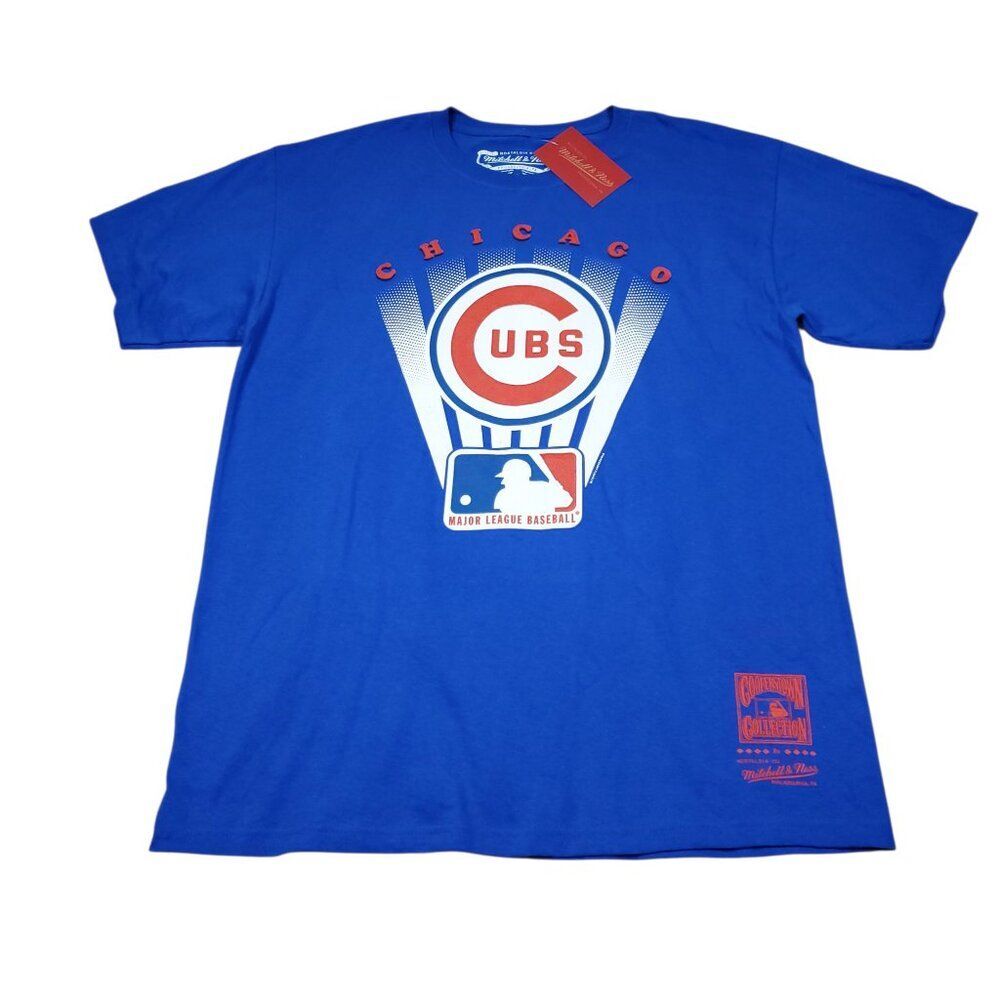 Chicago Cubs Mitchell & Ness Cooperstown Collection Blue Logo T-Shirt Large